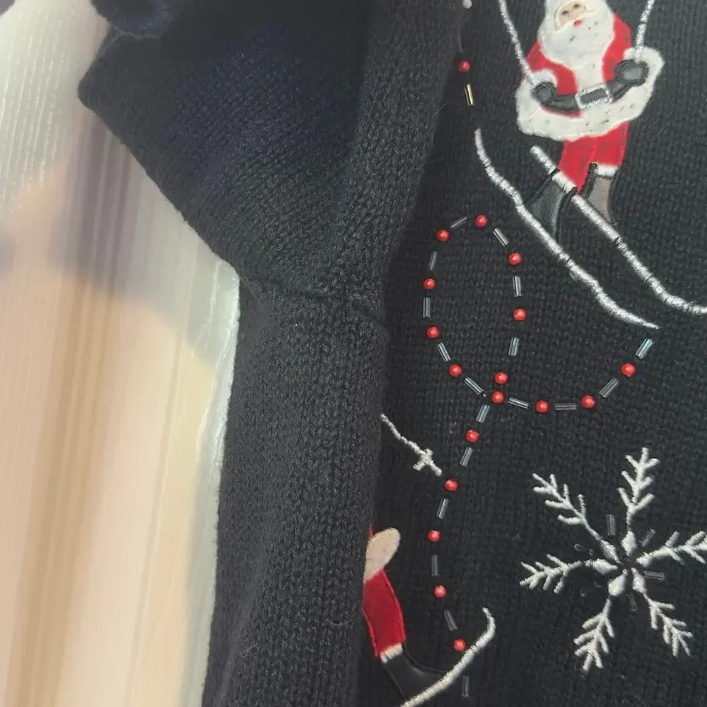 VTG Designers Originals Studio Fa La La Christmas Zip Up Cardigan Sweater Size L - Picture 12 of 13